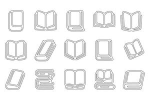 Diverse collection of book silhouettes for design projects vector