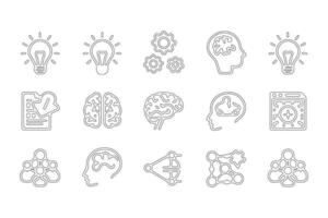 a set of icons that include a brain, light bulb, and other items vector