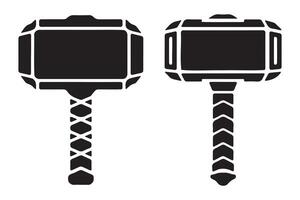 Two mjolnir hammer silhouettes in different styles vector
