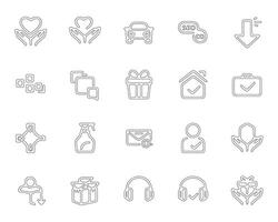 Minimalist line art icon set silhouette vector