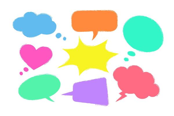 Bright speech bubbles, sketch effect
