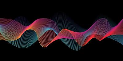 Abstract banner with colourful flowing lines design on black vector