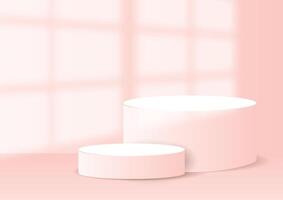 Pastel pink display background with empty podium vector