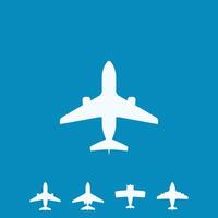 white simple airplanes as icons in set vector