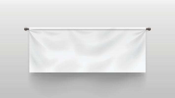 realistic white fabric banner on white back