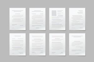 paper documents in set front view vector