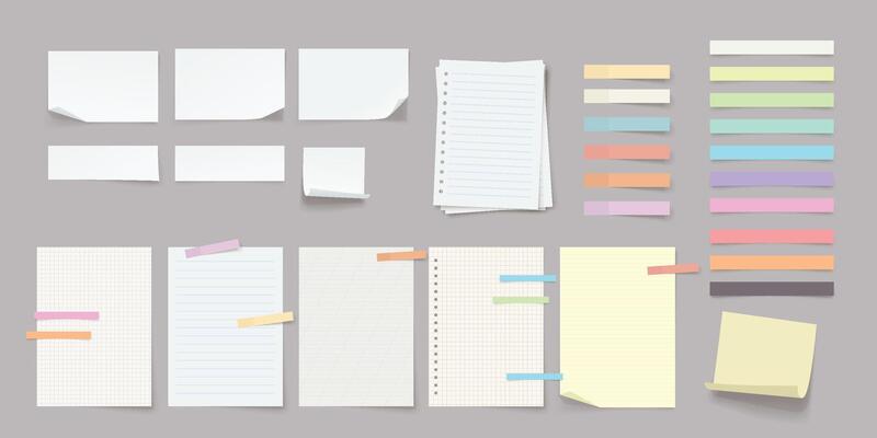paper sheets with helpful stickers in set