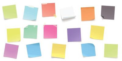 realistic bright memo notes in big set vector