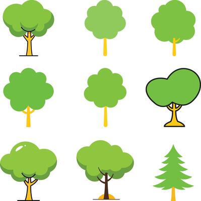Cartoon Forest Landscape with Green Trees and Natural Scenery