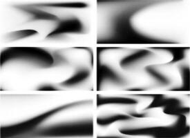 Abstract grunge grid polka dot halftone background pattern set. Spotted black and white line illustration collection. vector