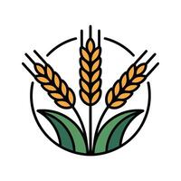 Three wheat stalks in circle design element vector