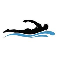 Silhouette of swimmer executing freestyle stroke in water vector