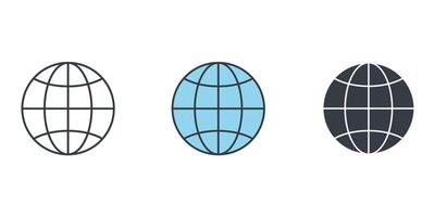 Globe icon symbol isolated on white background vector