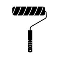 Paint Roller Illustration. The roller features a textured, striped design on the cylindrical foam portion, along with a curved handle. vector
