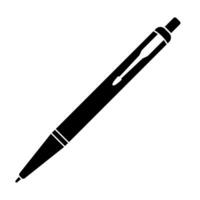 Ballpoint Pen Silhouette. The image features distinct design elements such as the clip, push button and pen tip. vector