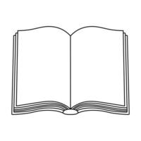Open Book Outline Illustration. The book is depicted with evenly spaced pages and smooth, curved lines that emphasize its structure. vector