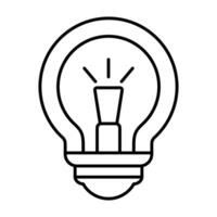 Light Bulb Line Art Illustration. This image features a minimalistic black and white line drawing of a classic light bulb. vector