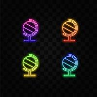 earth ball globe globe linear ui icon. neon style.perfect for dark theme. geography class. line pictogram. vector