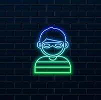 Thief icon. neon style. pictogram icon set illustration. Useful for website banner greeting card apps and social media posts vector