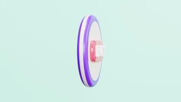 3d Label button icon with buy and sell text isolated on blue background. Click to shopping, cartoon style, minimal design video