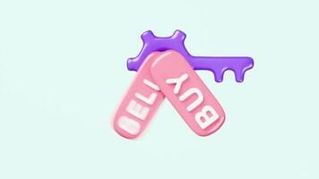 3d Key for buy, sell building or car isolated on blue background. minimal design, cartoon style. video