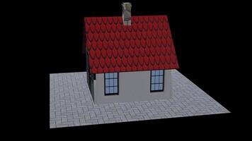 Animated 3D house with rotation 4K, Alpha Channel looped video