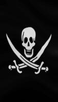 jack Rackham--- pirata acenando bandeira dentro vertical orientação. realista bandeira animação. desatado ciclo fundo. video
