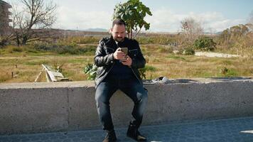 Joy Of A Man Having Relax In The Nature And Taking A Photo video