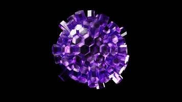 Purple Softball With Reflecting Texture Rotating On Alpha Background video