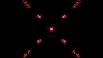 Dynamic Red Abstract Energy Forms and Symmetrical Patterns on Black Background Digital Art Animation video
