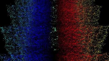 Abstract Particle Animation Dynamic Flow of Contrasting Blue and Red Dots on a Black Background, Representing Energy or Data Visualization video