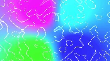 abstrato digital animação dinâmico gradiente cor turnos e fluido movimento com animado branco pixelizada linhas e abstrato contornos generativo arte fundo ciclo video