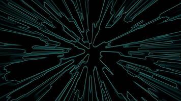 Digital Warp Speed Effect Abstract Cyan Lines Radiating and Pulsing from Center Sci-Fi Motion Background Animation video