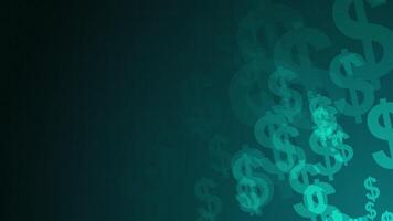 Blue dollar symbol shapes are moving from the bottom right of a gradient grid abstract background, horizontal composition. Finance motion graphic. Loop animation footage for graphic design. video