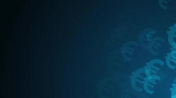 Blue euro symbol shapes are moving from the bottom right of a gradient grid abstract background, horizontal composition. Finance motion graphic. Loop animation footage for graphic design. video
