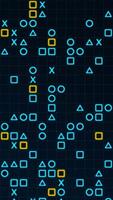 Blue and yellow glowing shapes matrix on a grid. Animated texture, vertical composition. Technology motion graphic. video