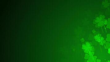 Green four-leaf clover shapes are moving from the bottom right of a gradient grid abstract background, horizontal composition. Nature motion graphic. Loop animation footage for graphic design. video