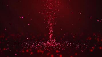 vermelho tornado às a Centro do partículas girando em a terra e vôo dentro a ar com luz raios às a topo esquerda, horizontal composição. padrão velocidade. ciclo animação cenas para gráfico Projeto. video
