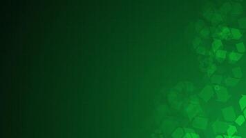 Green recycle symbol shapes are moving from the bottom right of a gradient grid abstract background, horizontal composition. Futuristic motion graphic. Loop animation footage for graphic design. video