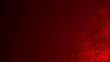 Red OM symbol shapes are moving from the bottom right of a gradient grid abstract background, horizontal composition. Relaxing, yoga or zen motion graphic. Loop animation footage for graphic design. video