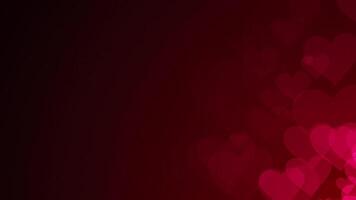 Red heart shapes are moving from the bottom right of a gradient grid abstract background, horizontal composition. Romantic motion graphic. Loop animation footage for graphic design. video