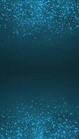 Blue glowing circles particles flying at the top and bottom of a dark abstract background, smoke effect, vertical composition. Loop animation footage for graphic design. video