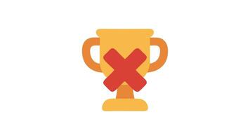 Trophy icon animation. Suitable for concepts of failure, loss, defeat, or missing the mark in competitions or achievements. video