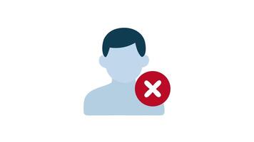 Person icon with x, suitable for indicating users who are blocked, missing, or inactive on websites or applications. video
