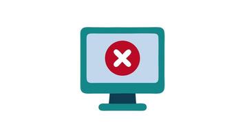 monitor error icon animation ideal for technology articles, error messages, troubleshooting guides, and design projects requiring a technical theme. video
