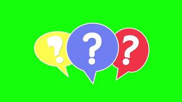 Question Mark Animated. Doubt, Question Mark Icon Speech Bubble on Green Screen video