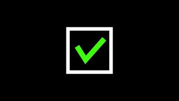 Green check mark and cross x mark sign tick in white check boxes video