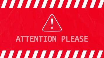 Red Alert Attention Warning Animation, Warning sign red and white stripes frame video