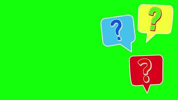 Question Mark Speech Bubbles Pop Up with Copy Space Green Screen Animation video