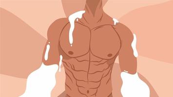 Stylized Torso of Muscular Man with Abstract Light Effects and Glow video